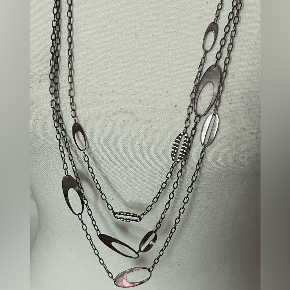 925 Triple Strand Silver Chain Necklace